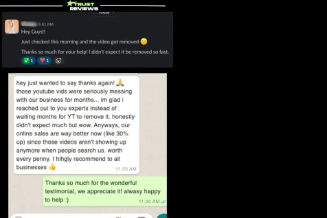 Client messages saying a video was removed and the YouTube videos hurting their business no longer show
